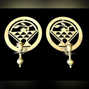 VTG Pair of Brass Lotus Flower Sconces